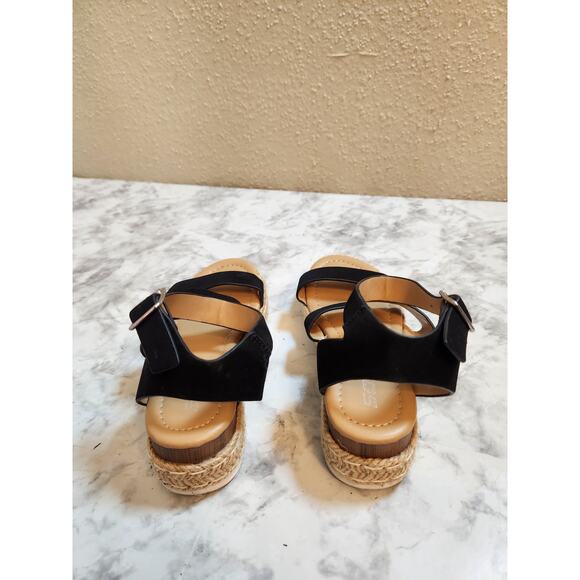 SODA Bryce‎ Girls Black Open Toe Espadrille Platform Wedge Sandals Size 13 - Picture 3 of 8